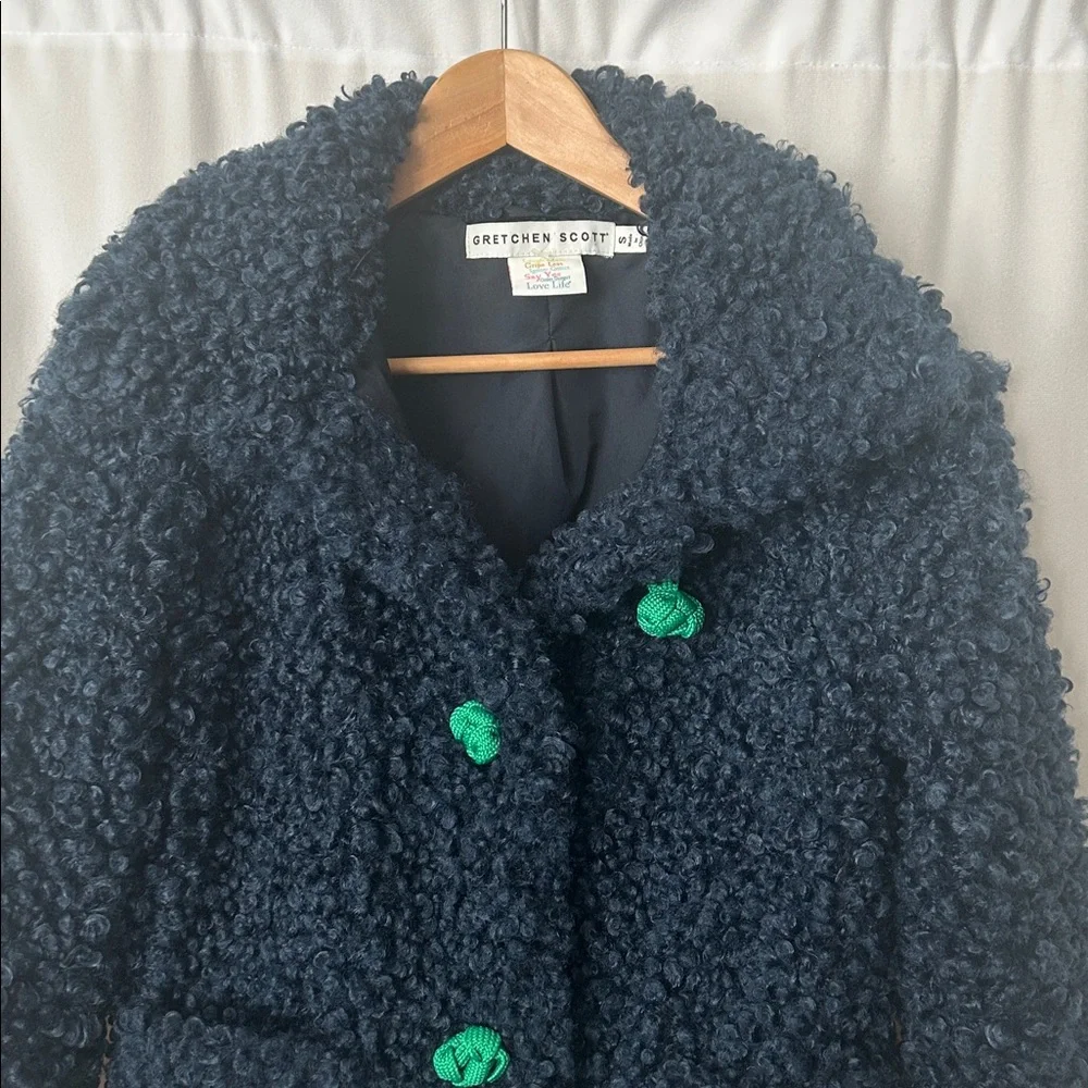 Gretchen Scott Wooly Navy Blue Sherpa Classic Pea Coat Jacket **Size S** 🌸🌸 - Picture 3 of 4